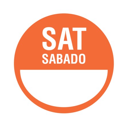 Nevs Dissolvable DaySpots - Saturday/Sabado 3" circle White w/Orange DDOT-SS3W